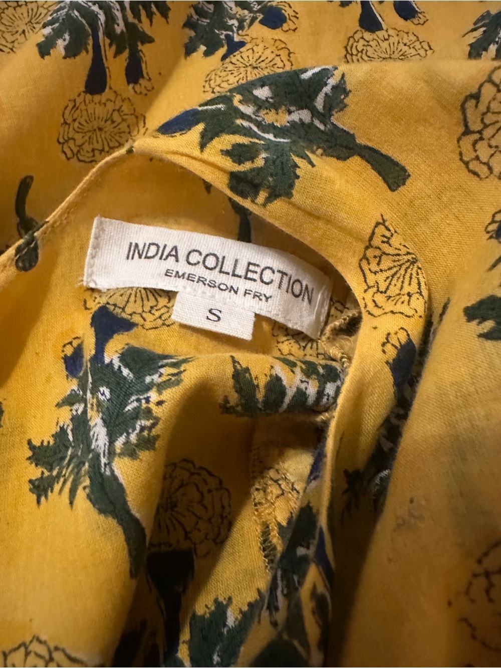 Emerson Fry Basalie Dress featuring a marigold floral block print - Picture 3 of 4